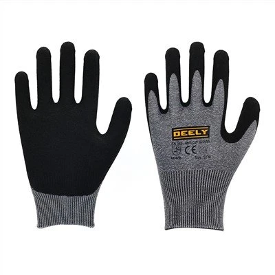 Grey Cut Resistant Level B Grey Nitrile Sandy Coated hnab looj tes